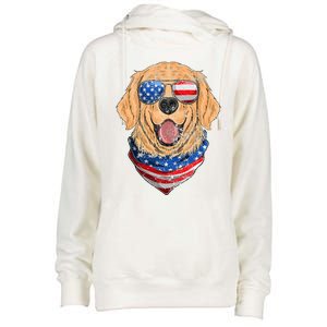 American Golden Retriever USA Flag 4th Of July Dad Mom Kids Womens Funnel Neck Pullover Hood