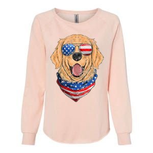 American Golden Retriever USA Flag 4th Of July Dad Mom Kids Womens California Wash Sweatshirt