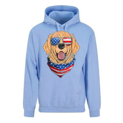 American Golden Retriever USA Flag 4th Of July Dad Mom Kids Unisex Surf Hoodie