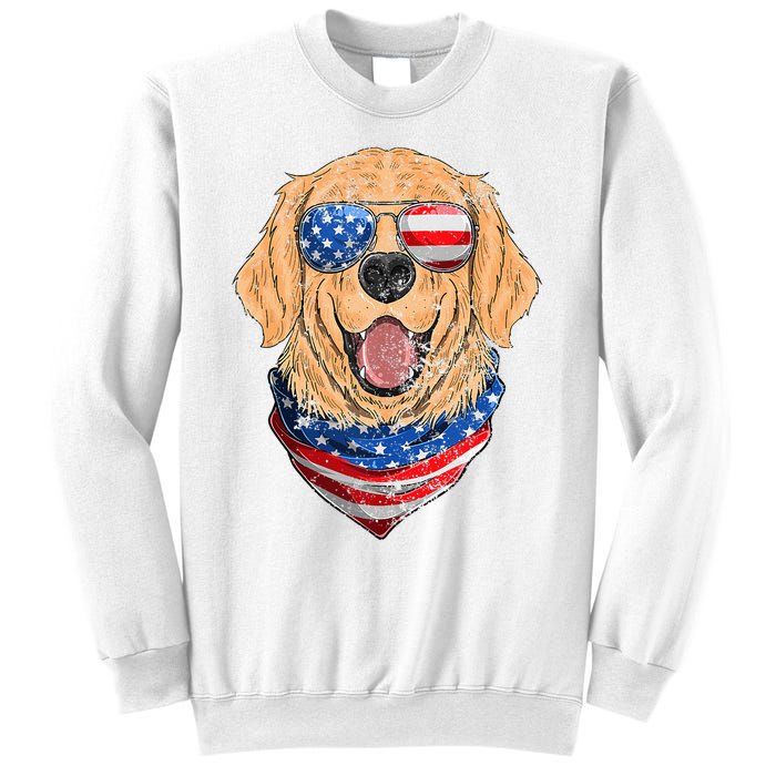 American Golden Retriever USA Flag 4th Of July Dad Mom Kids Sweatshirt