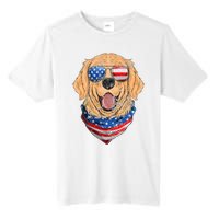 American Golden Retriever USA Flag 4th Of July Dad Mom Kids Tall Fusion ChromaSoft Performance T-Shirt