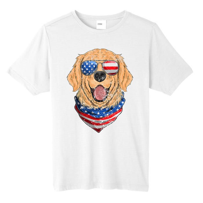 American Golden Retriever USA Flag 4th Of July Dad Mom Kids Tall Fusion ChromaSoft Performance T-Shirt