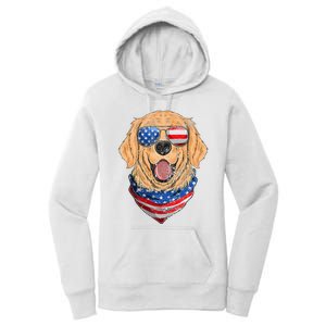 American Golden Retriever USA Flag 4th Of July Dad Mom Kids Women's Pullover Hoodie