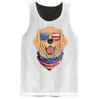 American Golden Retriever USA Flag 4th Of July Dad Mom Kids Mesh Reversible Basketball Jersey Tank