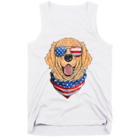 American Golden Retriever USA Flag 4th Of July Dad Mom Kids Tank Top