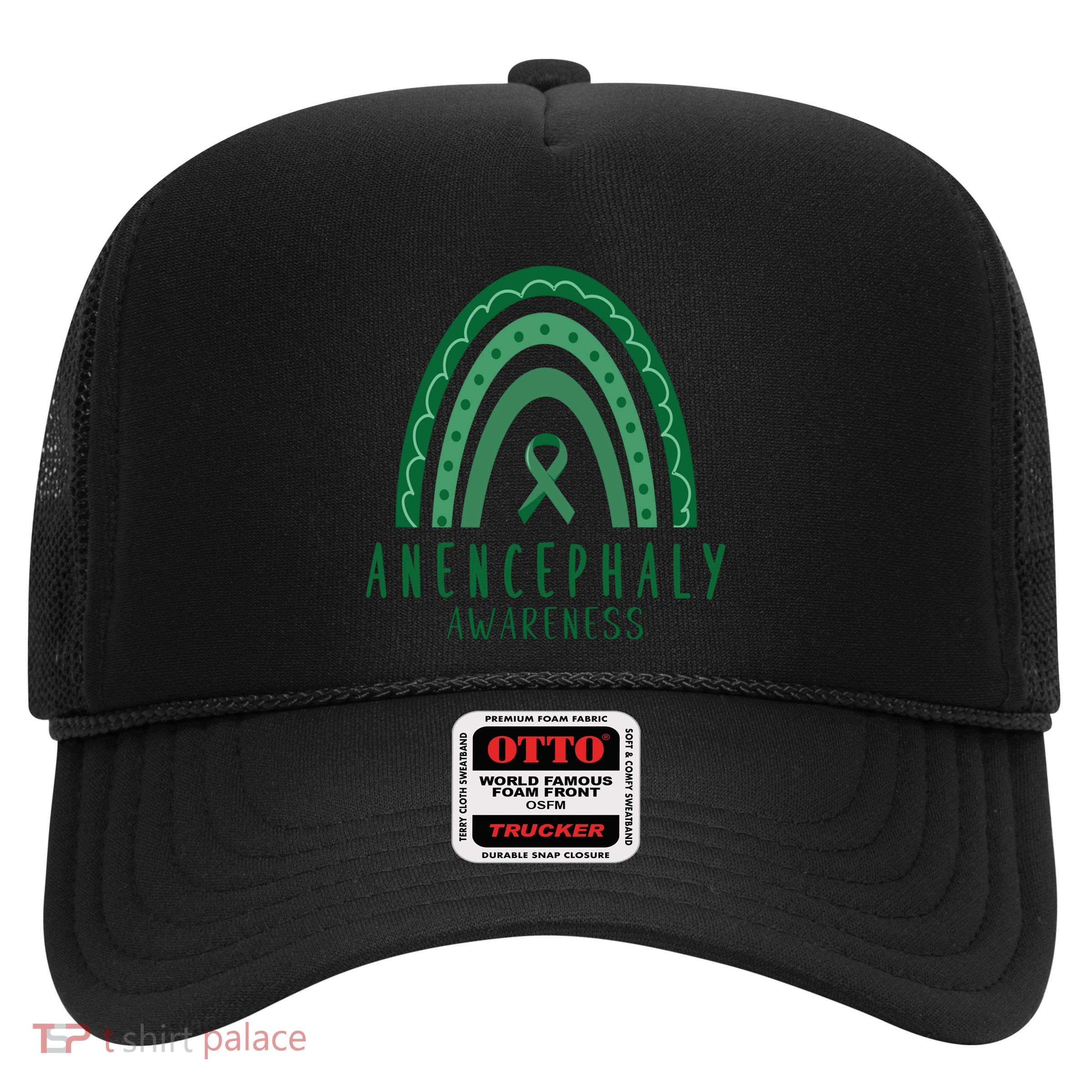 Anencephaly Green Rainbow Ribbon Awareness Month Gift Trucker Hat