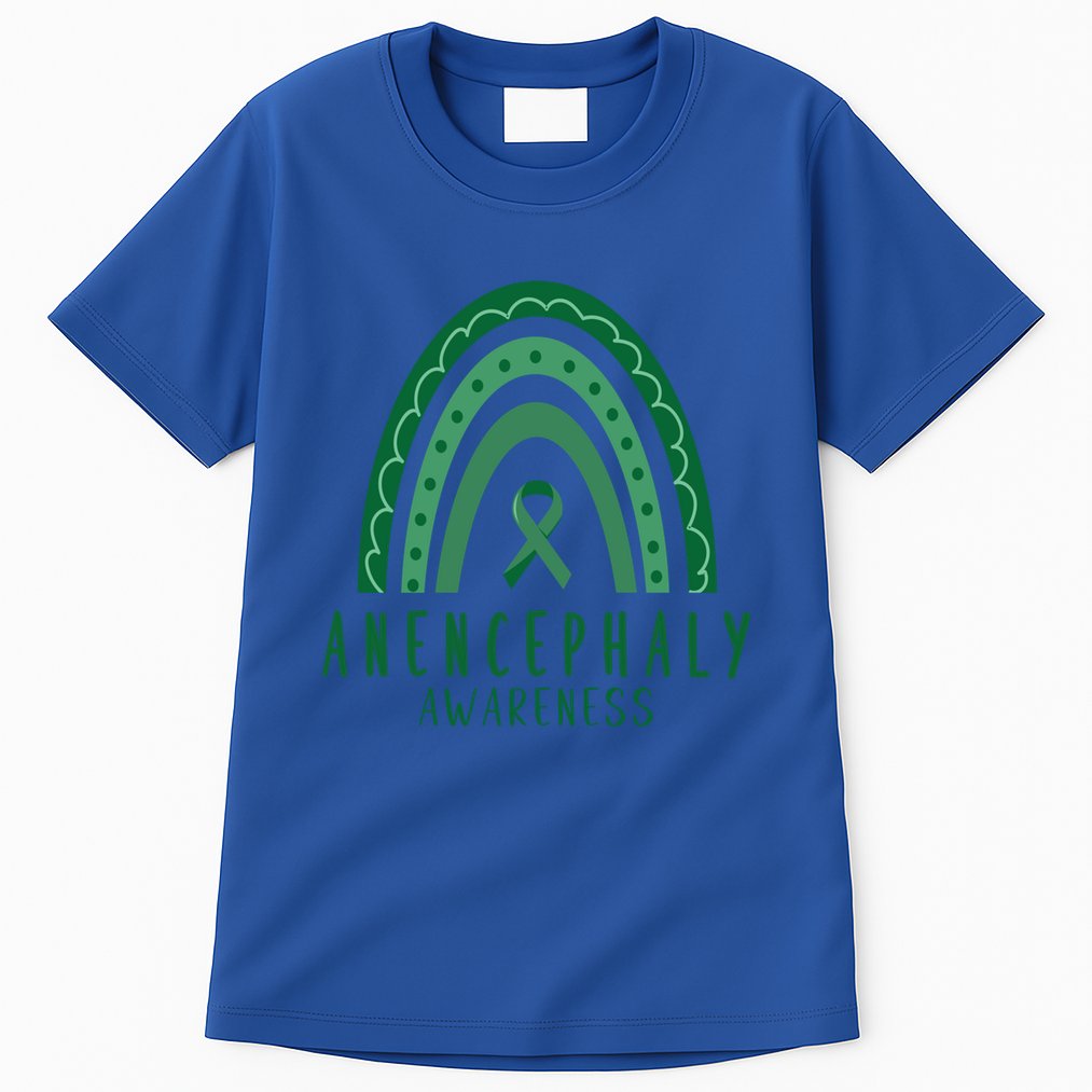 Anencephaly Green Rainbow Ribbon Awareness Month Gift Tall T-Shirt