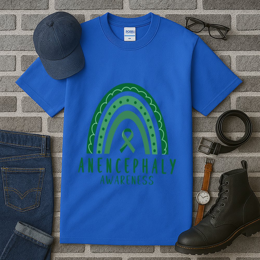 Anencephaly Green Rainbow Ribbon Awareness Month Gift Tall T-Shirt