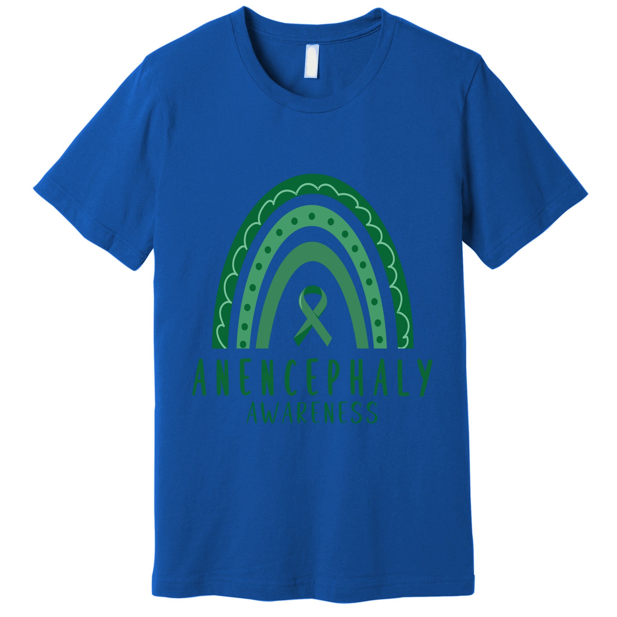 Anencephaly Green Rainbow Ribbon Awareness Month Gift Premium T-Shirt