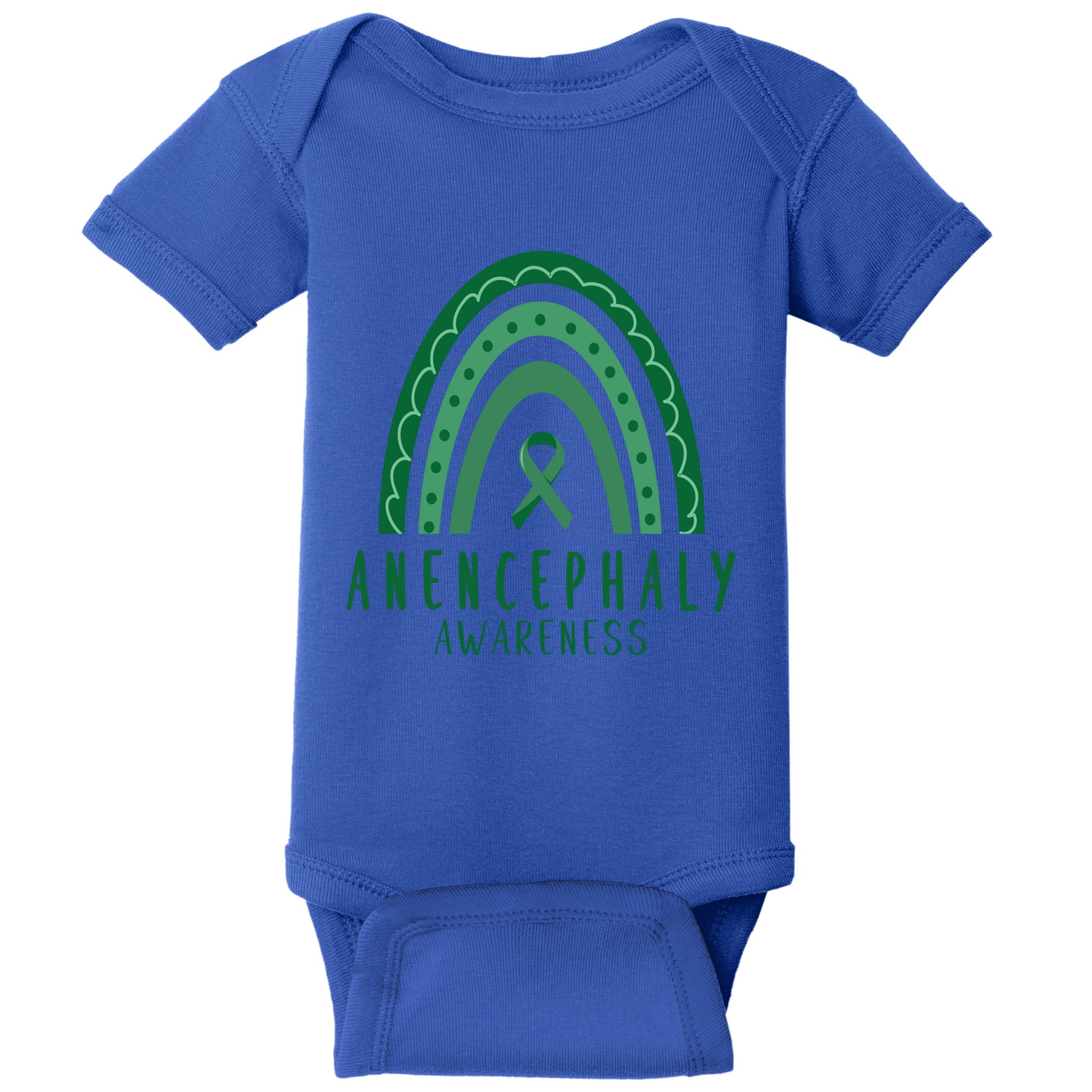 Anencephaly Green Rainbow Ribbon Awareness Month Gift Baby Bodysuit