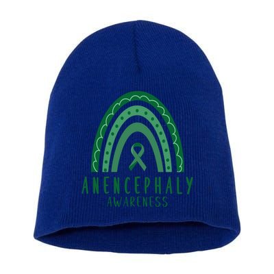 Anencephaly Green Rainbow Ribbon Awareness Month Gift Short Acrylic Beanie