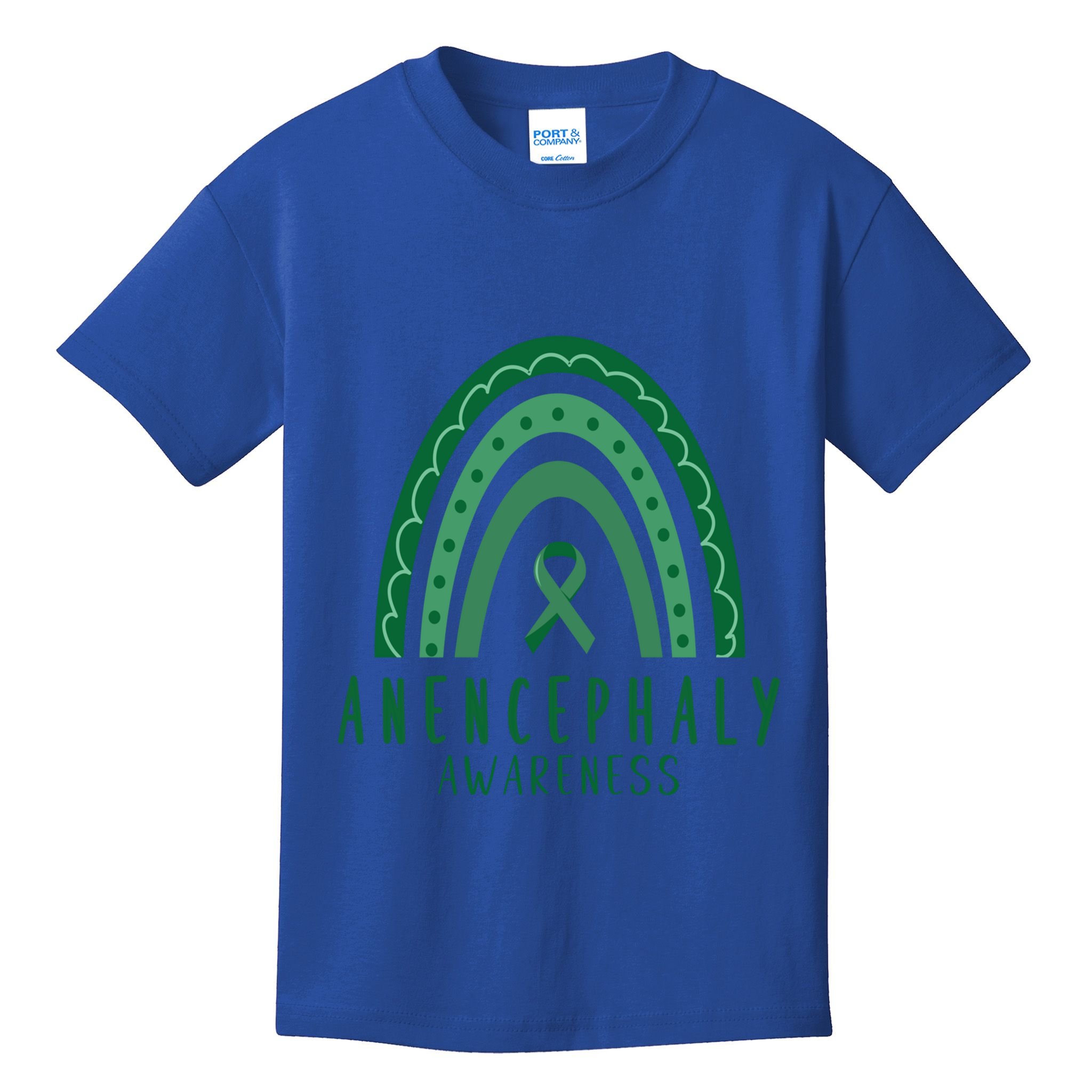 Anencephaly Green Rainbow Ribbon Awareness Month Gift Kids T-Shirt