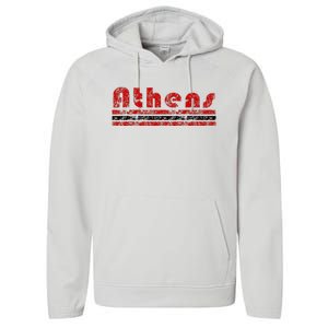 Athens Georgia Retro Three Stripe Weathered Performance Fleece Hoodie