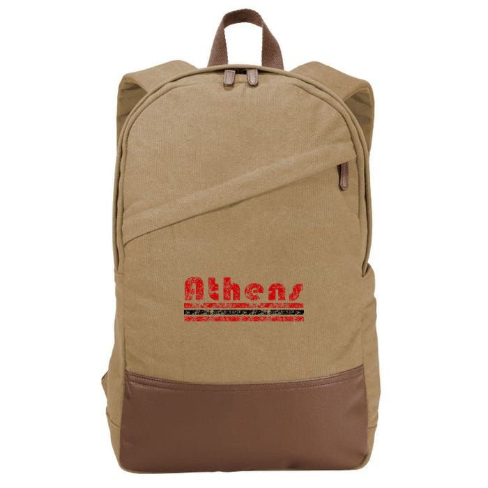 Athens Georgia Retro Three Stripe Weathered Cotton Canvas Backpack