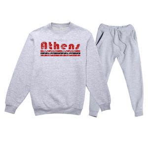 Athens Georgia Retro Three Stripe Weathered Premium Crewneck Sweatsuit Set