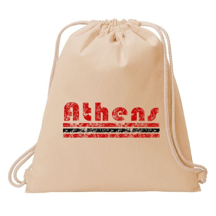Athens Georgia Retro Three Stripe Weathered Drawstring Bag