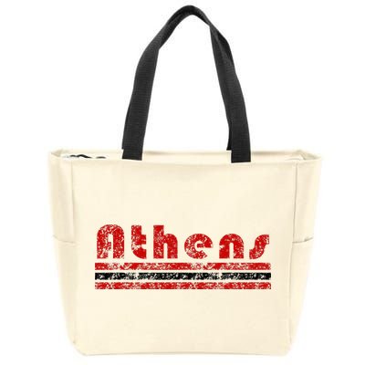 Athens Georgia Retro Three Stripe Weathered Zip Tote Bag