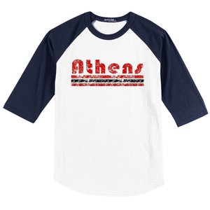 Athens Georgia Retro Three Stripe Weathered Baseball Sleeve Shirt