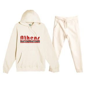 Athens Georgia Retro Three Stripe Weathered Premium Hooded Sweatsuit Set