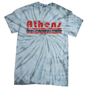 Athens Georgia Retro Three Stripe Weathered Tie-Dye T-Shirt