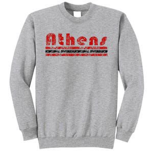 Athens Georgia Retro Three Stripe Weathered Tall Sweatshirt