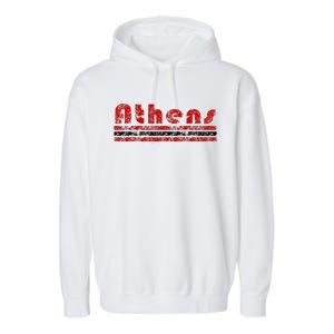 Athens Georgia Retro Three Stripe Weathered Garment-Dyed Fleece Hoodie