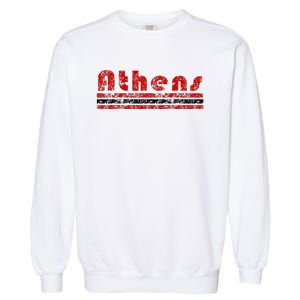 Athens Georgia Retro Three Stripe Weathered Garment-Dyed Sweatshirt