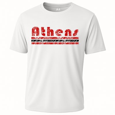 Athens Georgia Retro Three Stripe Weathered Cooling Performance Crew T-Shirt