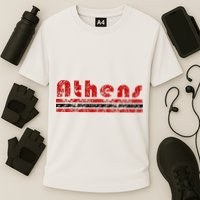 Athens Georgia Retro Three Stripe Weathered Cooling Performance Crew T-Shirt