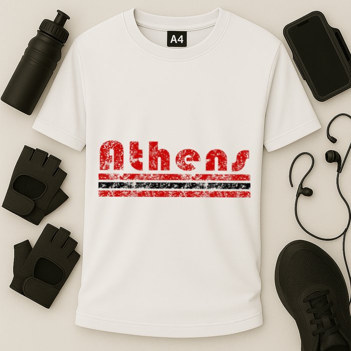 Athens Georgia Retro Three Stripe Weathered Cooling Performance Crew T-Shirt