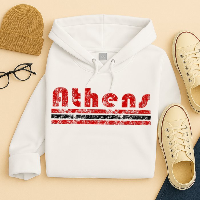 Athens Georgia Retro Three Stripe Weathered Hoodie