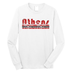 Athens Georgia Retro Three Stripe Weathered Long Sleeve Shirt