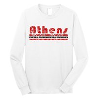 Athens Georgia Retro Three Stripe Weathered Long Sleeve Shirt