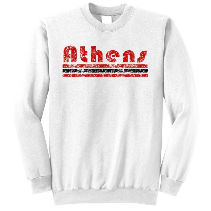 Athens Georgia Retro Three Stripe Weathered Sweatshirt