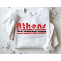 Athens Georgia Retro Three Stripe Weathered Sweatshirt