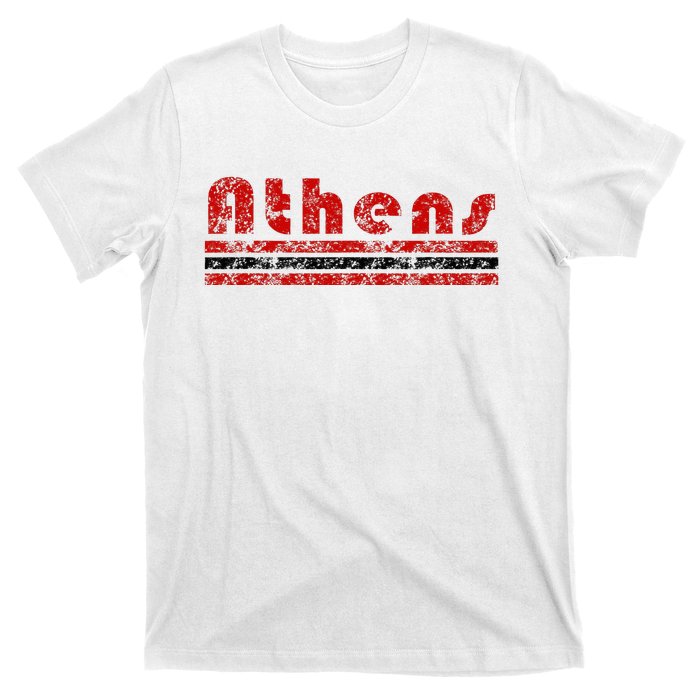 Athens Georgia Retro Three Stripe Weathered T-Shirt