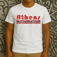 Athens Georgia Retro Three Stripe Weathered T-Shirt