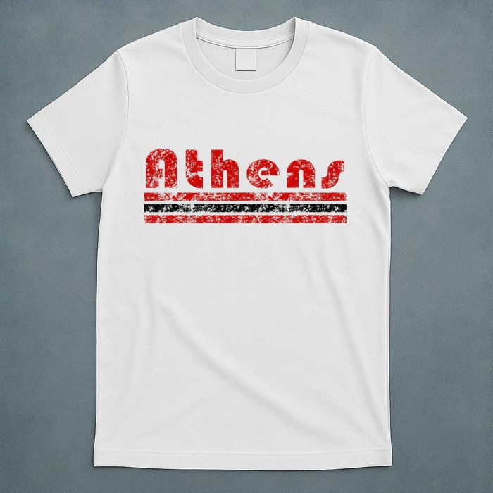 Athens Georgia Retro Three Stripe Weathered T-Shirt