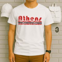 Athens Georgia Retro Three Stripe Weathered T-Shirt