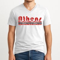 Athens Georgia Retro Three Stripe Weathered V-Neck T-Shirt