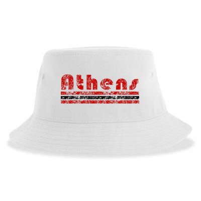 Athens Georgia Retro Three Stripe Weathered Sustainable Bucket Hat