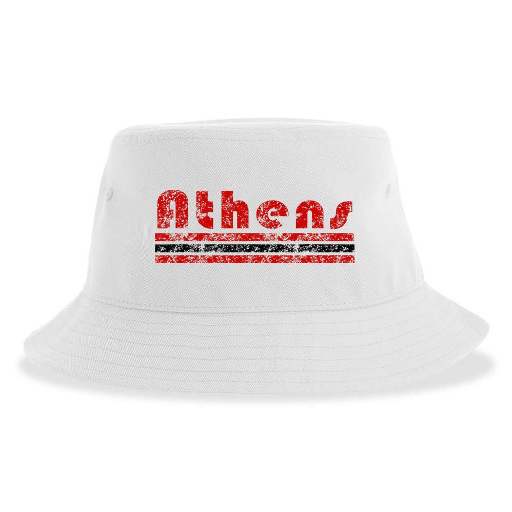 Athens Georgia Retro Three Stripe Weathered Sustainable Bucket Hat