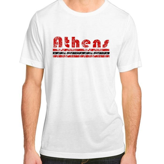 Athens Georgia Retro Three Stripe Weathered Adult ChromaSoft Performance T-Shirt