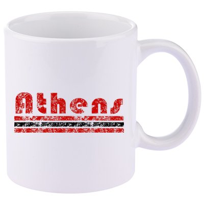 Athens Georgia Retro Three Stripe Weathered 11oz C Handle Ceramic Mug