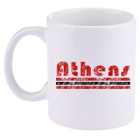 Athens Georgia Retro Three Stripe Weathered 11oz C Handle Ceramic Mug
