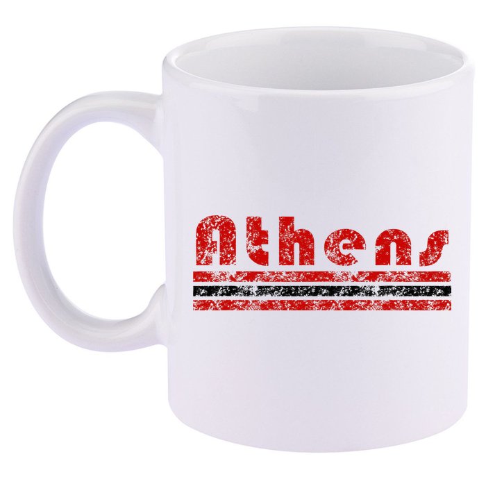 Athens Georgia Retro Three Stripe Weathered 11oz C Handle Ceramic Mug