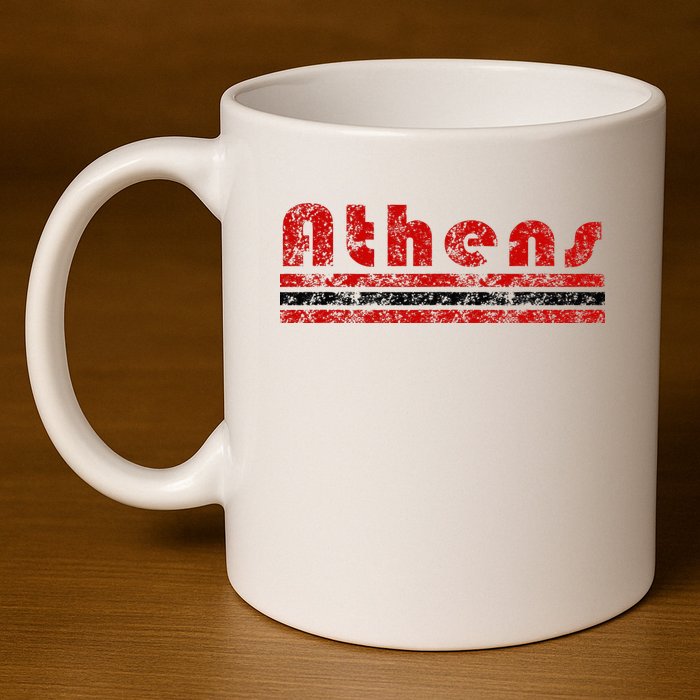 Athens Georgia Retro Three Stripe Weathered 11oz C Handle Ceramic Mug