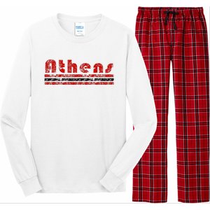 Athens Georgia Retro Three Stripe Weathered Long Sleeve Pajama Set