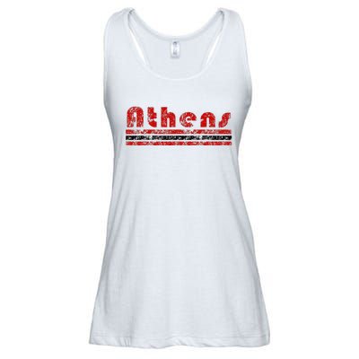 Athens Georgia Retro Three Stripe Weathered Ladies Essential Flowy Tank