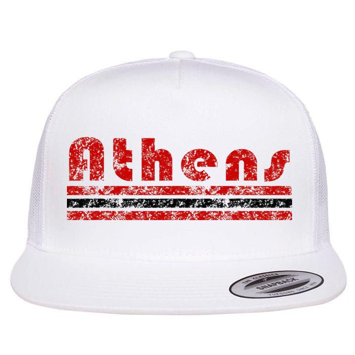 Athens Georgia Retro Three Stripe Weathered Flat Bill Trucker Hat
